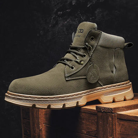 Men's British Style Short Leather Boots for Leisure